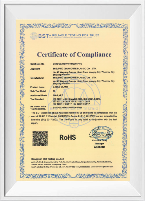 Certificat de joint de câble