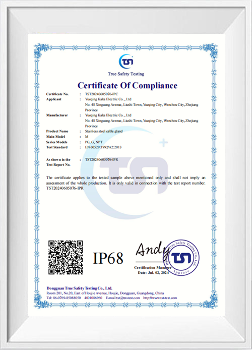Certificat de connecteur de câble en acier inoxydable