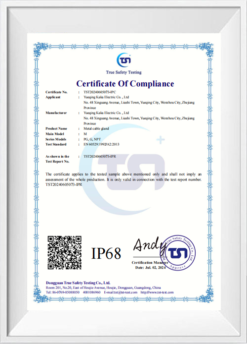 Certificat de joint de câble métallique